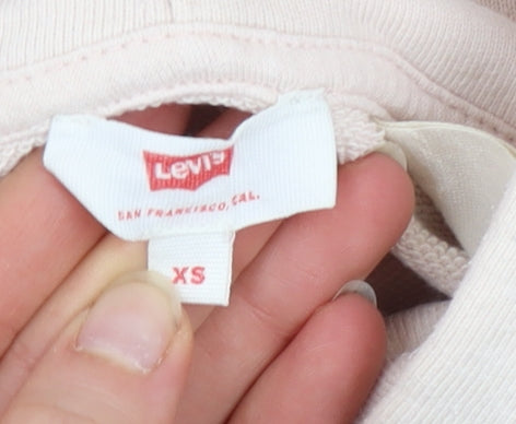 Levi's Women Beige Cotton Pullover Hoodie XS Relaxed Fit