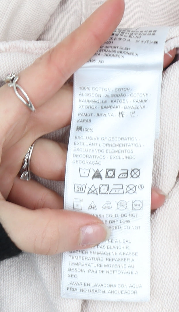 Levi's Women Beige Cotton Pullover Hoodie XS Relaxed Fit