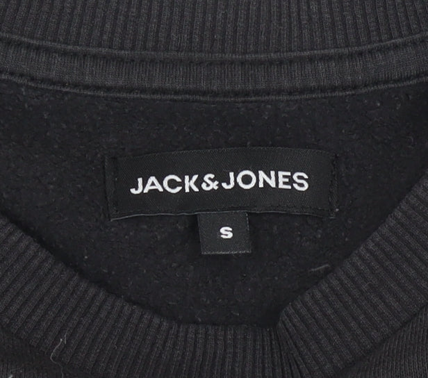 Mens UK S Regular JACK & JONES Black Pullover Sweatshirt