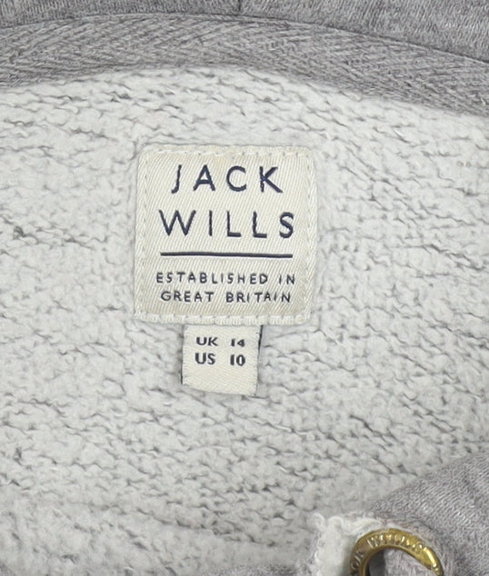 Womens UK 14 Regular Jack Wills Grey Pullover Hoodie