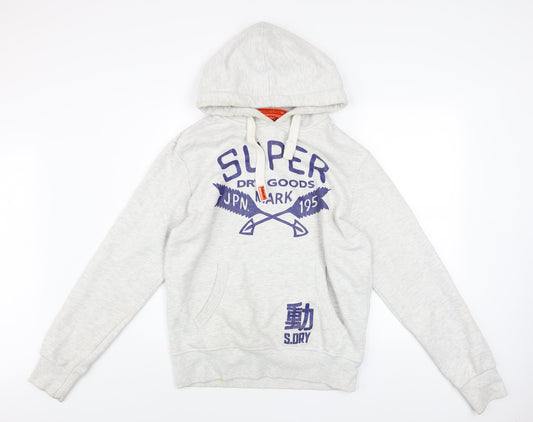 Superdry Men’s Grey Pullover Hoodie L Logo Graphic Print