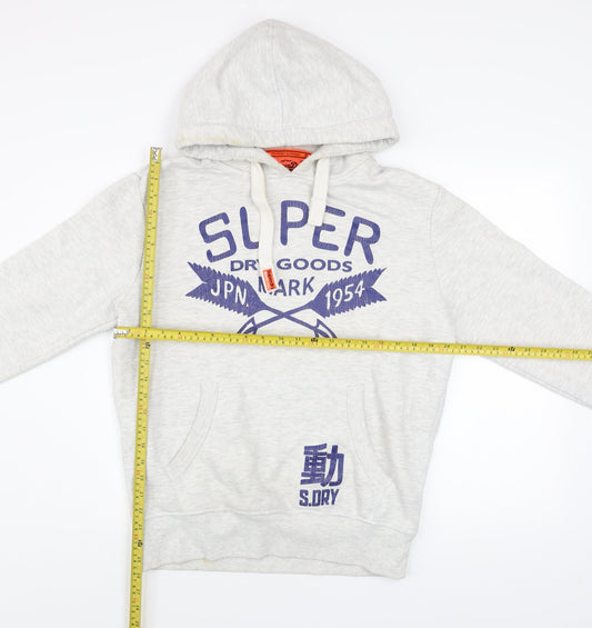 Superdry Men’s Grey Pullover Hoodie L Logo Graphic Print