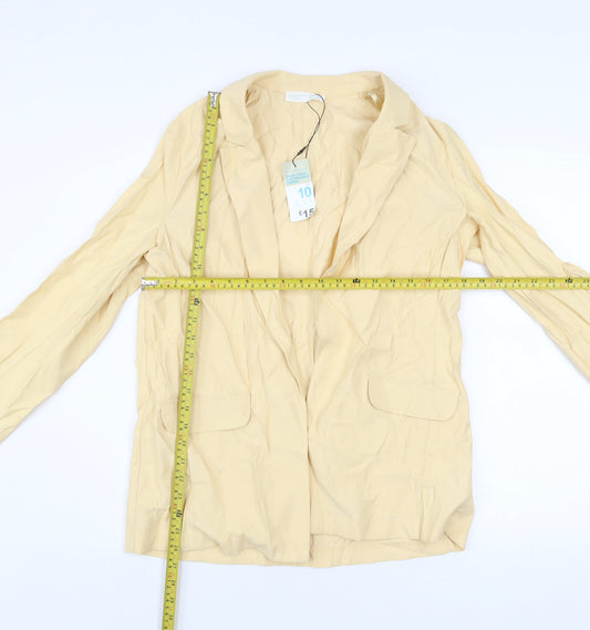 Primark Women Beige Size 10 Blazer Jacket Sustainable Viscose Blend