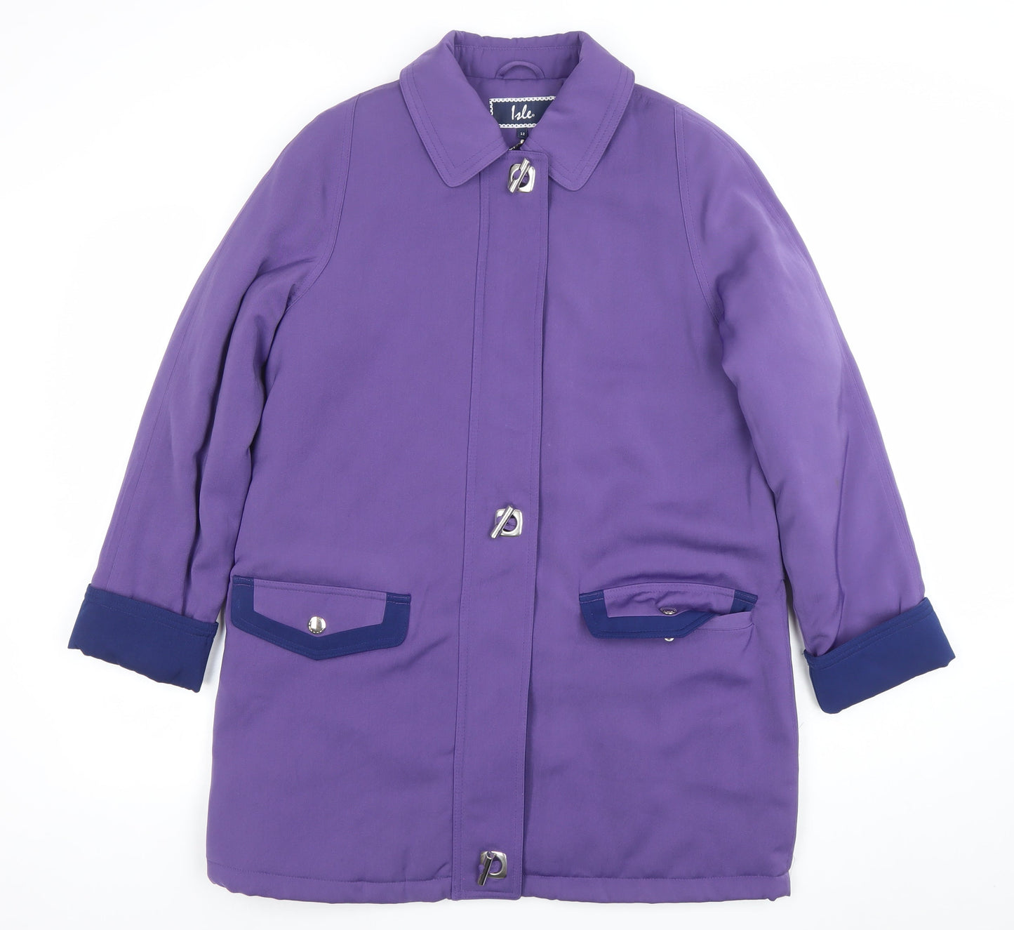 Isle Women’s Purple Polyester Mid-Length Overcoat Size 12