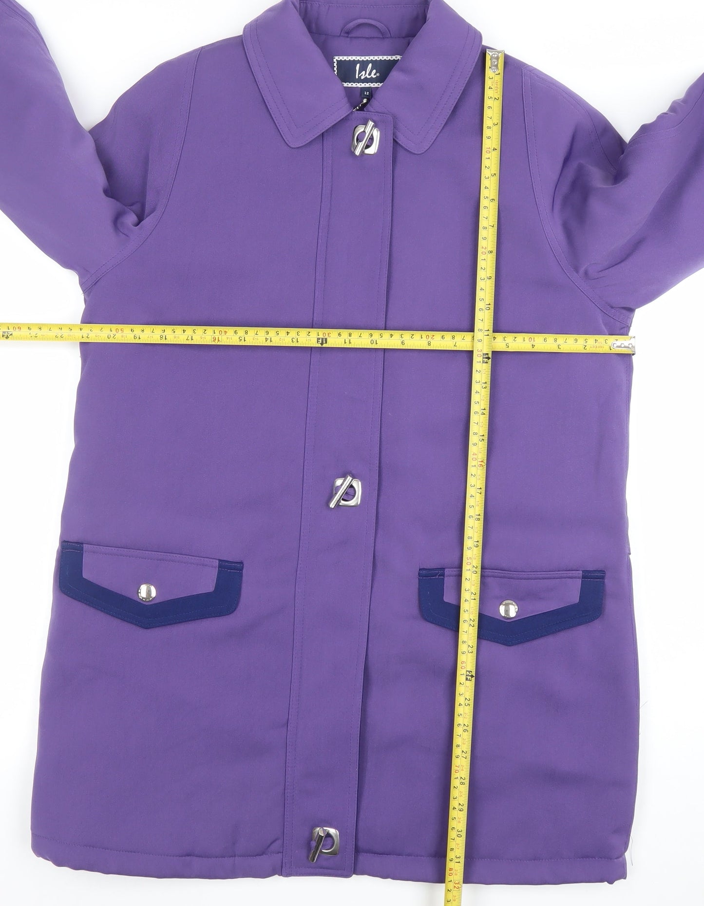 Isle Women’s Purple Polyester Mid-Length Overcoat Size 12