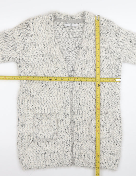Marks and Spencer Girls Grey Long Sleeve Cardigan 13-14 Years Bouclé Knit