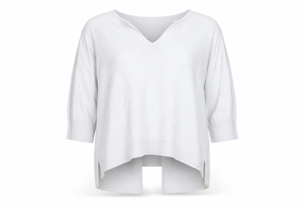 River Island Women’s Silver Knit V-Neck 3/4 Sleeve Blouse Size 14