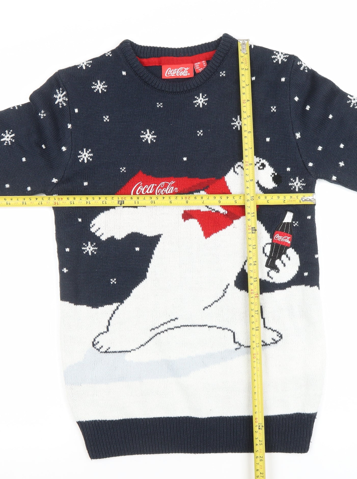 Coca-Cola Men’s Blue XS Christmas Polar Bear Knit Jumper