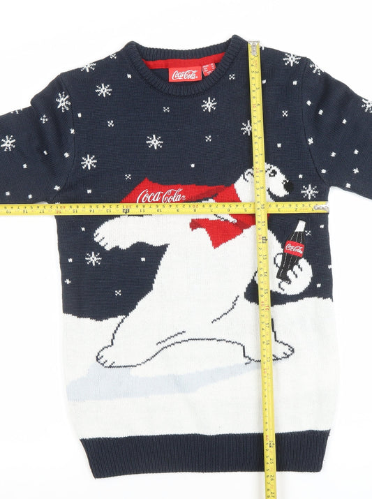 Coca-Cola Men’s Blue XS Christmas Polar Bear Knit Jumper