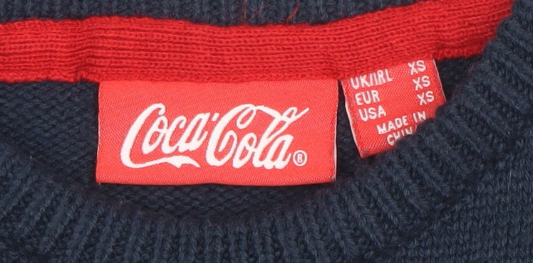 Coca-Cola Men’s Blue XS Christmas Polar Bear Knit Jumper