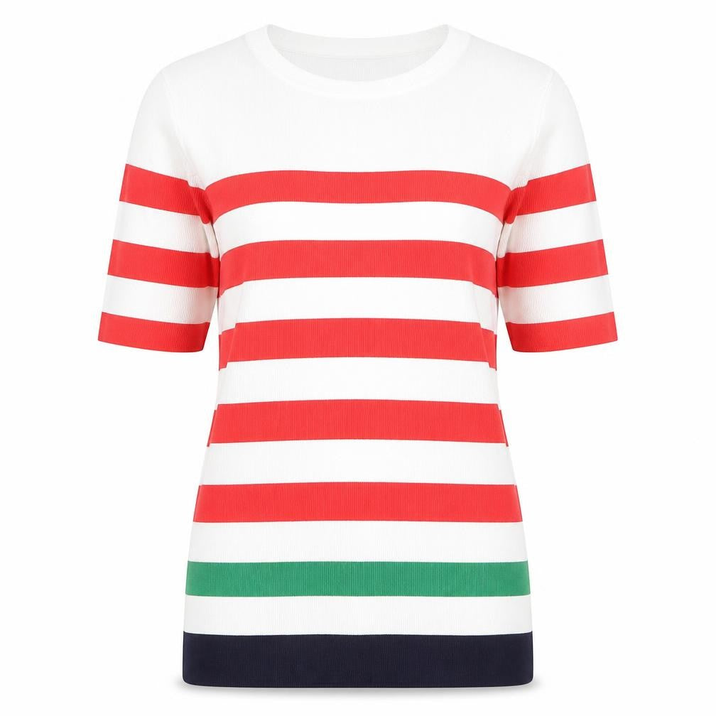 Next Women Multicoloured Striped Cotton Stretch T-Shirt Size 10