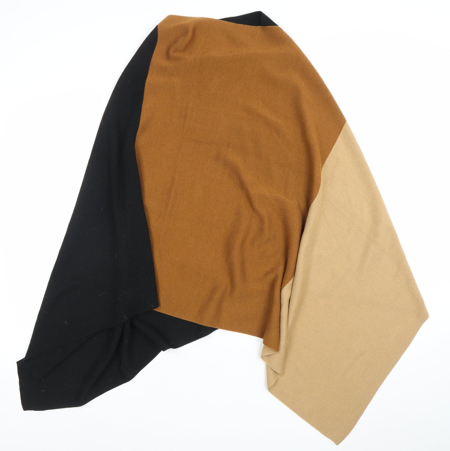 F&F Women’s Colour Block Cape Knit Jumper Black Brown Beige One Size