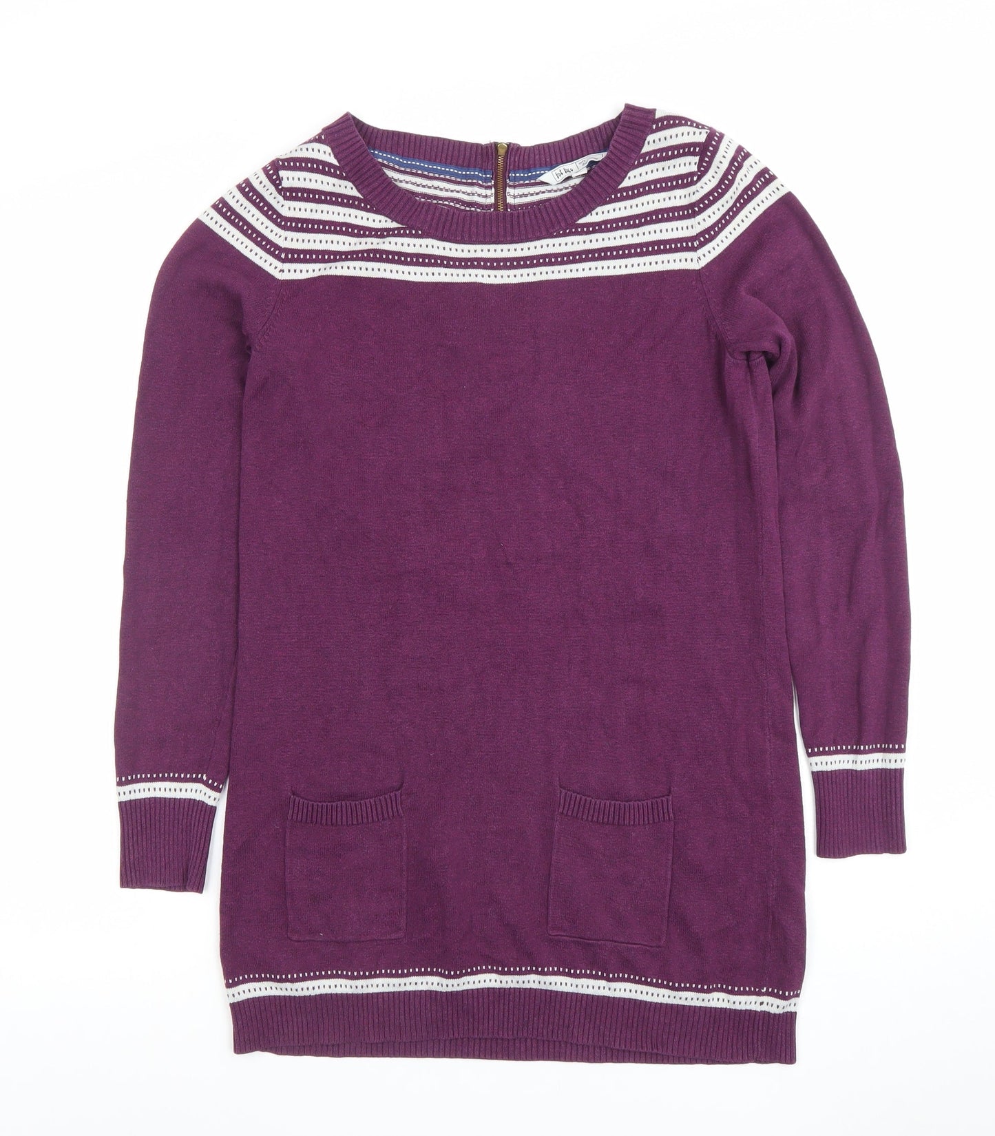 Womens UK 10 Regular Fat Face Purple Tunic Tight-Knit