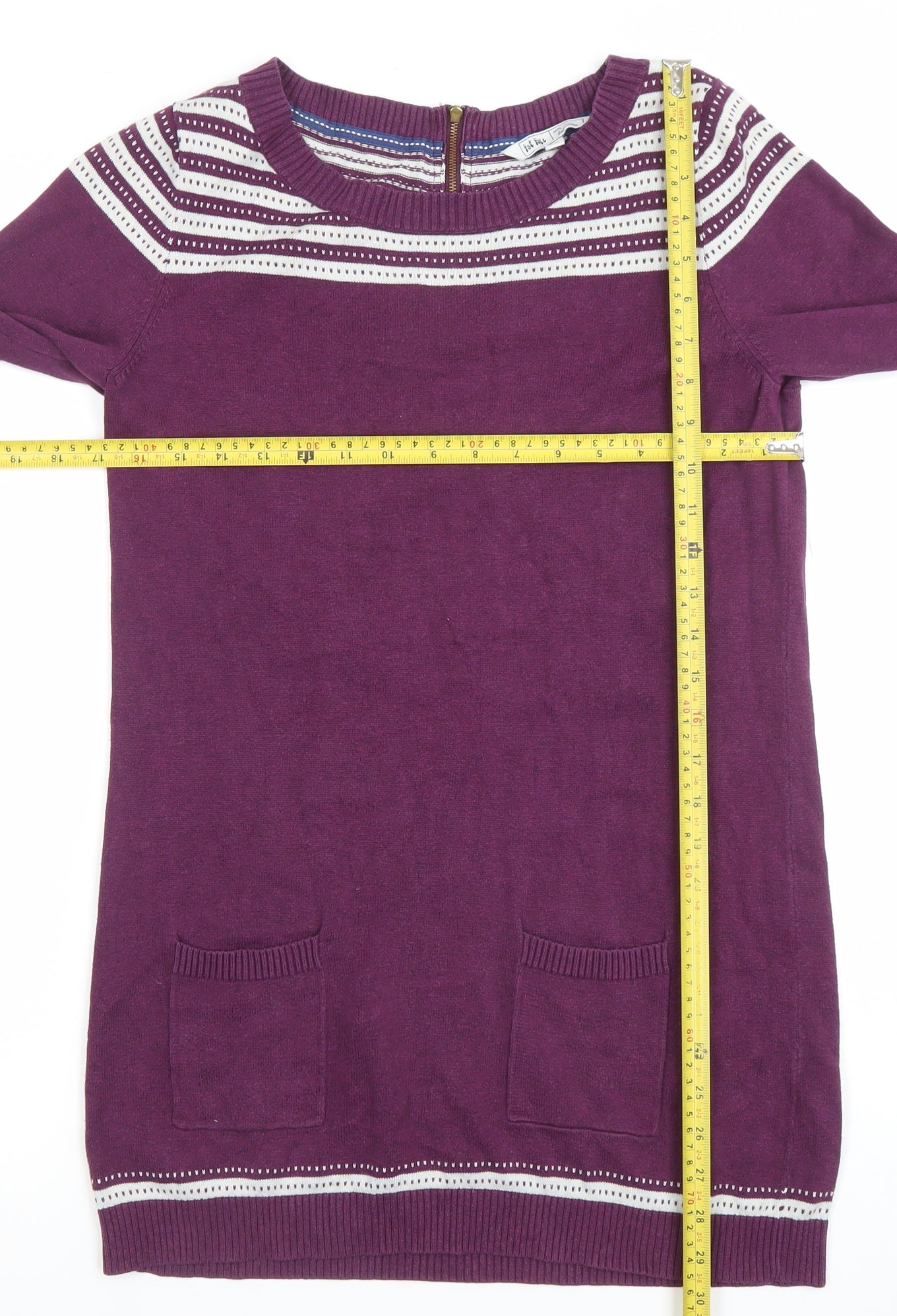 Womens UK 10 Regular Fat Face Purple Tunic Tight-Knit