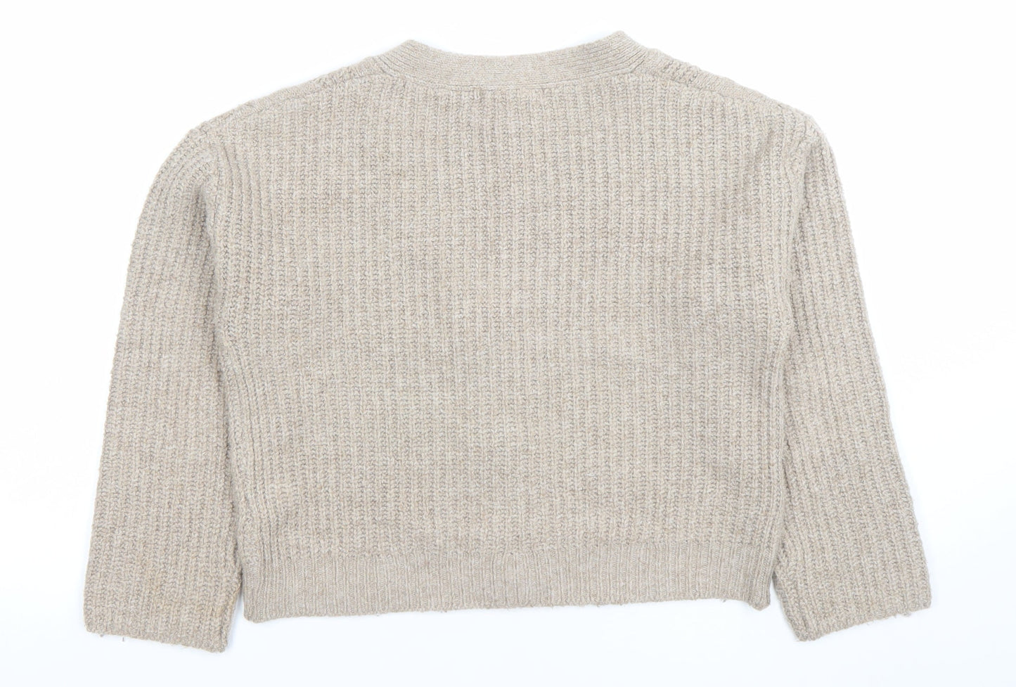 Marks and Spencer Women Beige Cable-Knit Cardigan XS Wool Blend