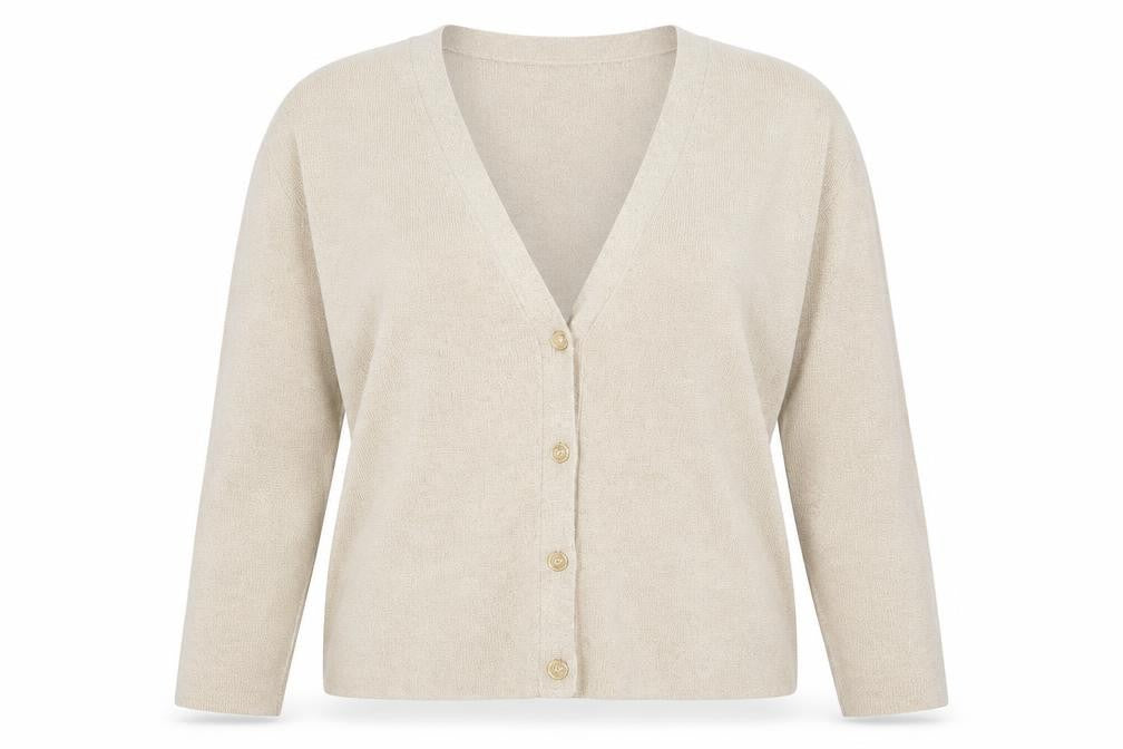 Marks and Spencer Womens Beige V-Neck Button Cardigan Size S