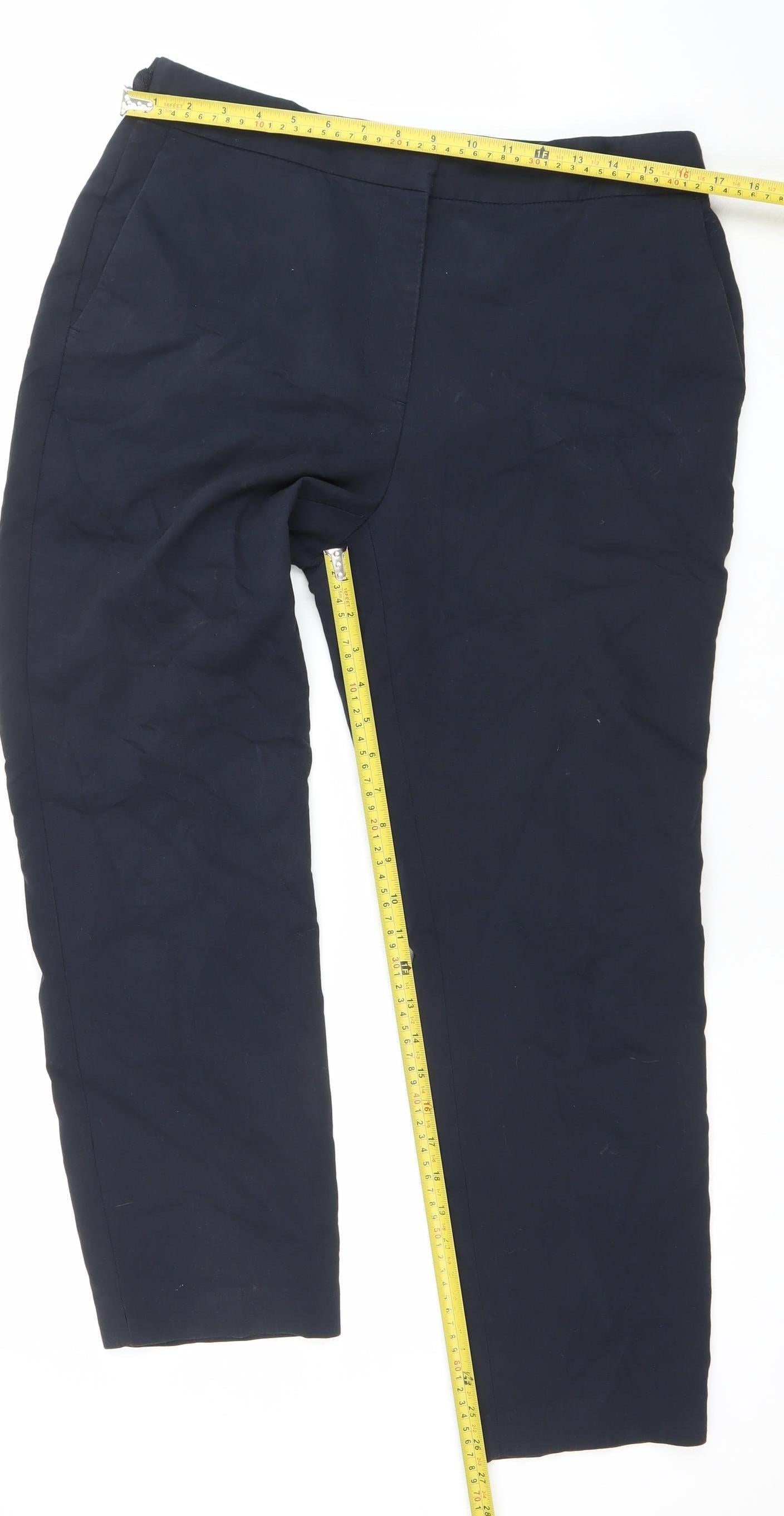 Zara Women Black XL Stretch Cotton Blend Straight Trousers