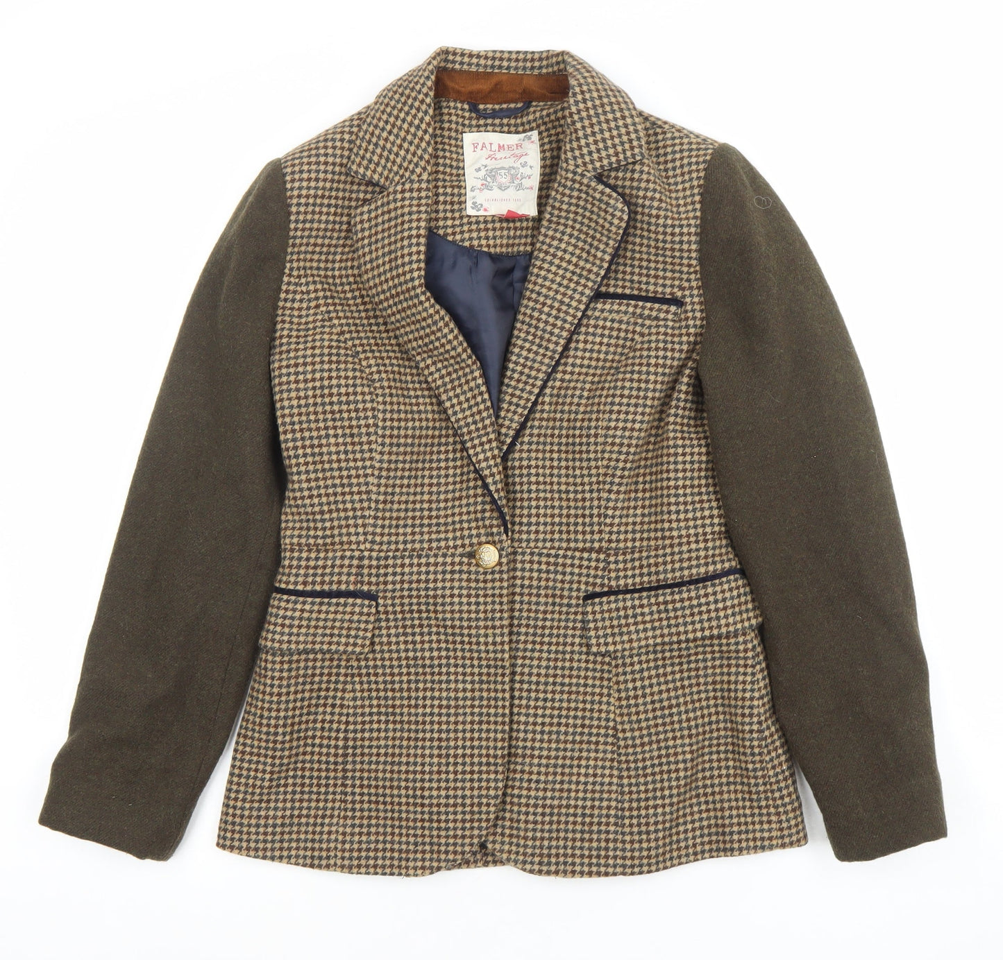 Palmer Women's Brown Houndstooth Wool Blend Blazer Jacket Size 10