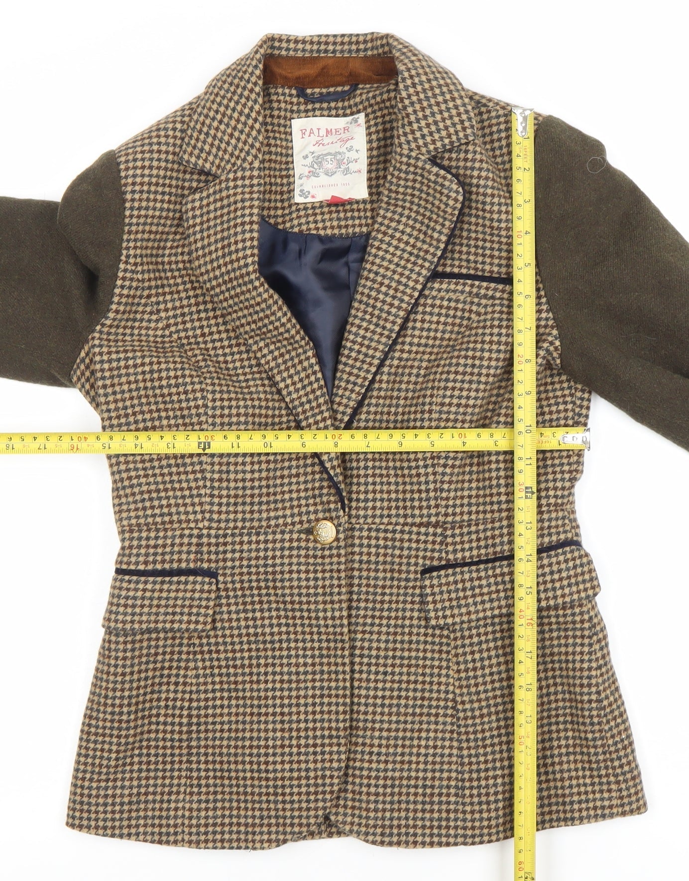 Palmer Women's Brown Houndstooth Wool Blend Blazer Jacket Size 10