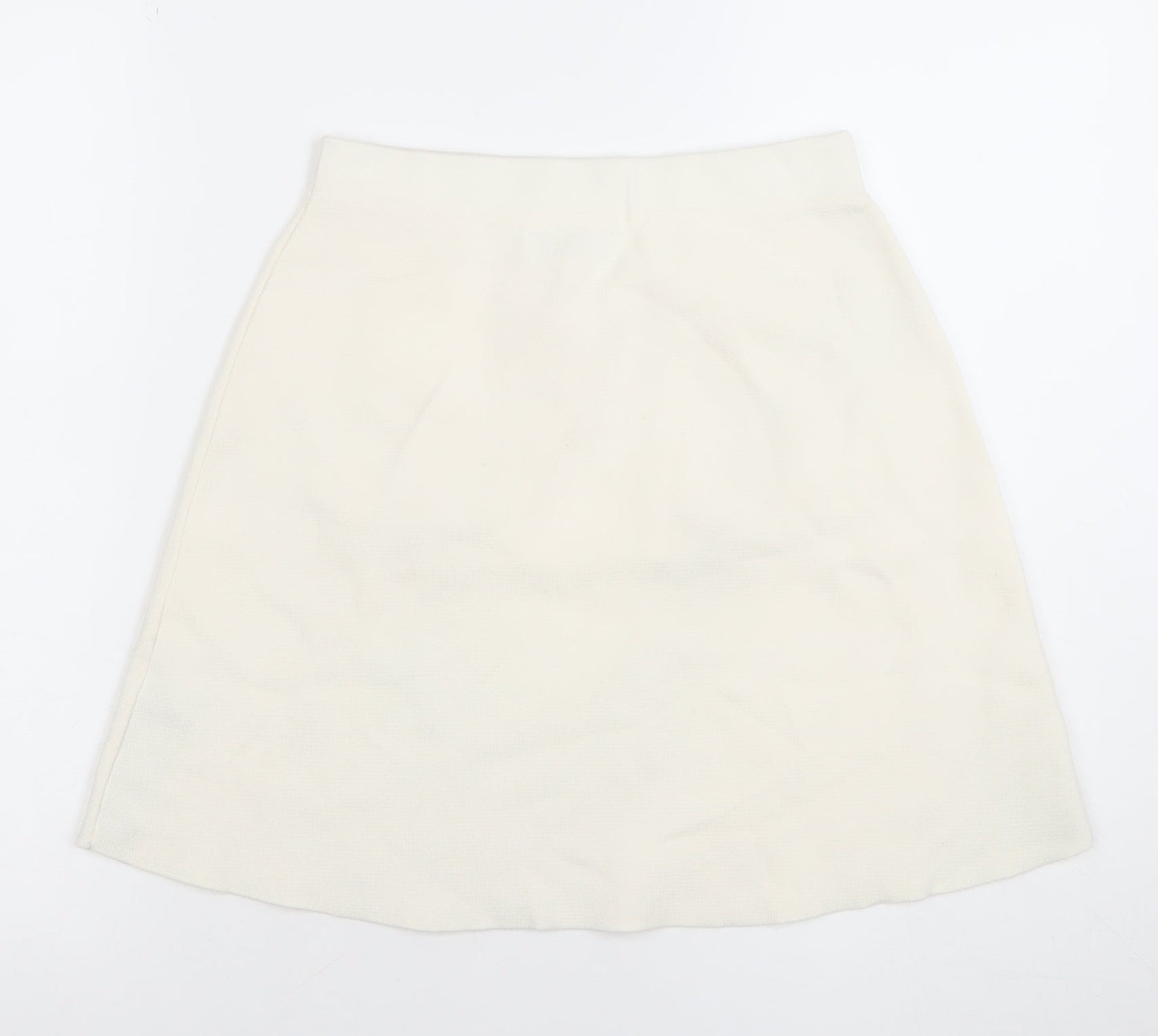 Zara Women Ivory Knit A-Line Skirt Size M with Pockets