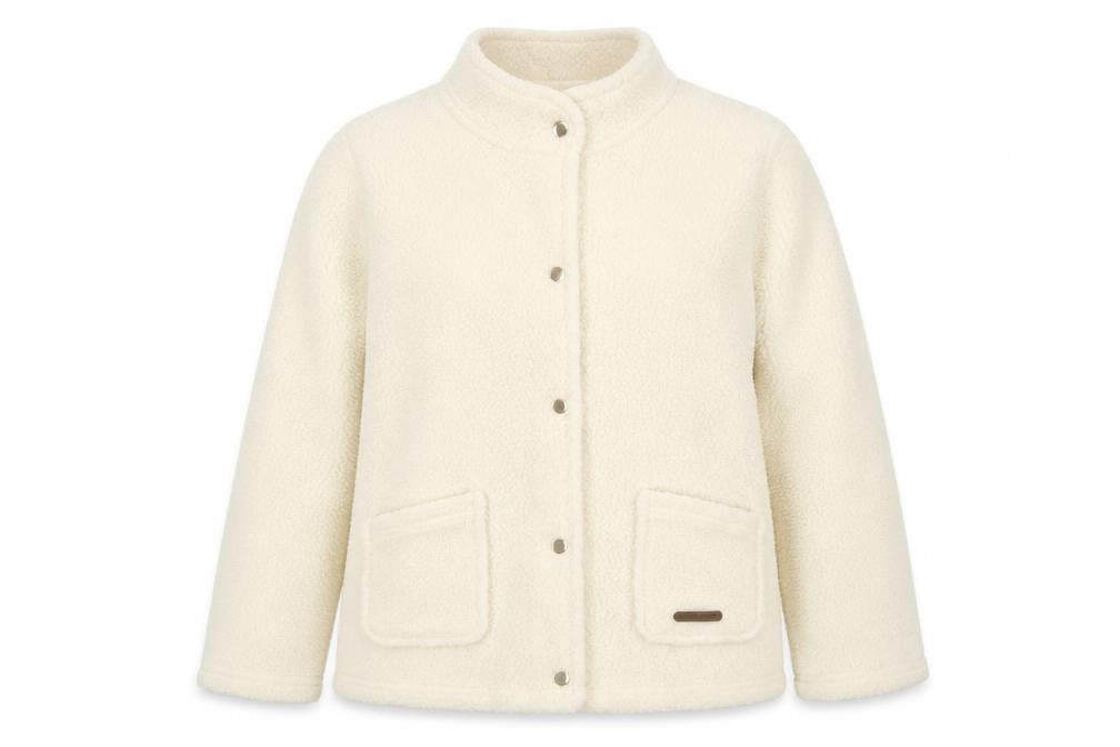 Nathalie Andersen Womens Ivory Fleece Snap Jacket M Classic Winter