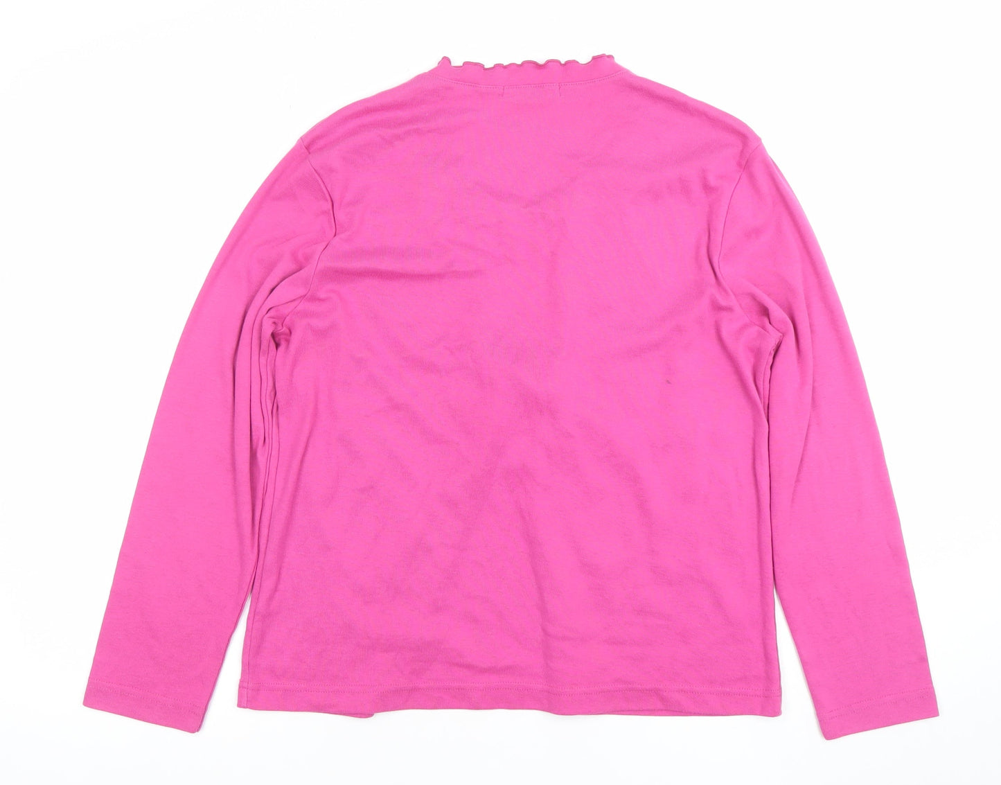 Poppy Womens Pink Long Sleeve Ruffle Tie Front Basic Top Size 16