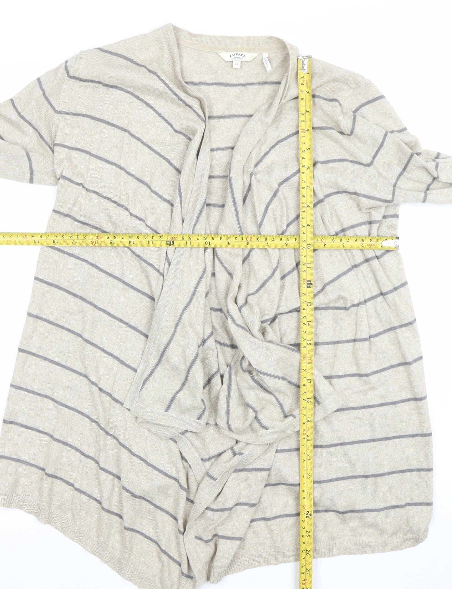 Womens UK 12 Relaxed FatFace Beige Cardigan Tight-Knit