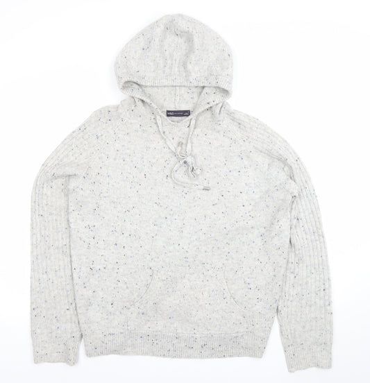 Marks and Spencer Men’s Grey Wool Blend Hooded Pullover Jumper Size M