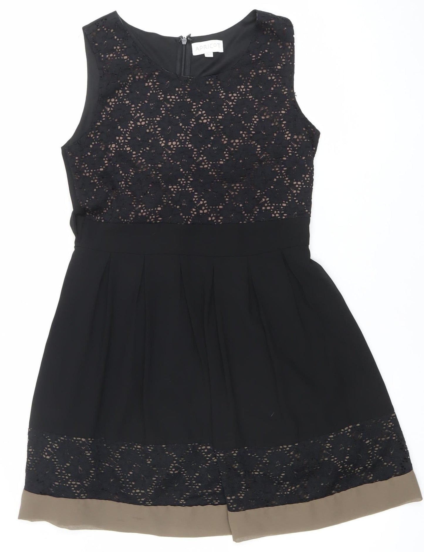 Apricot Women’s Black Lace Fit & Flare Sleeveless Knee Length Dress UK 10