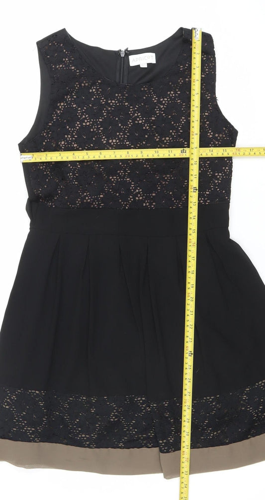 Apricot Women’s Black Lace Fit & Flare Sleeveless Knee Length Dress UK 10