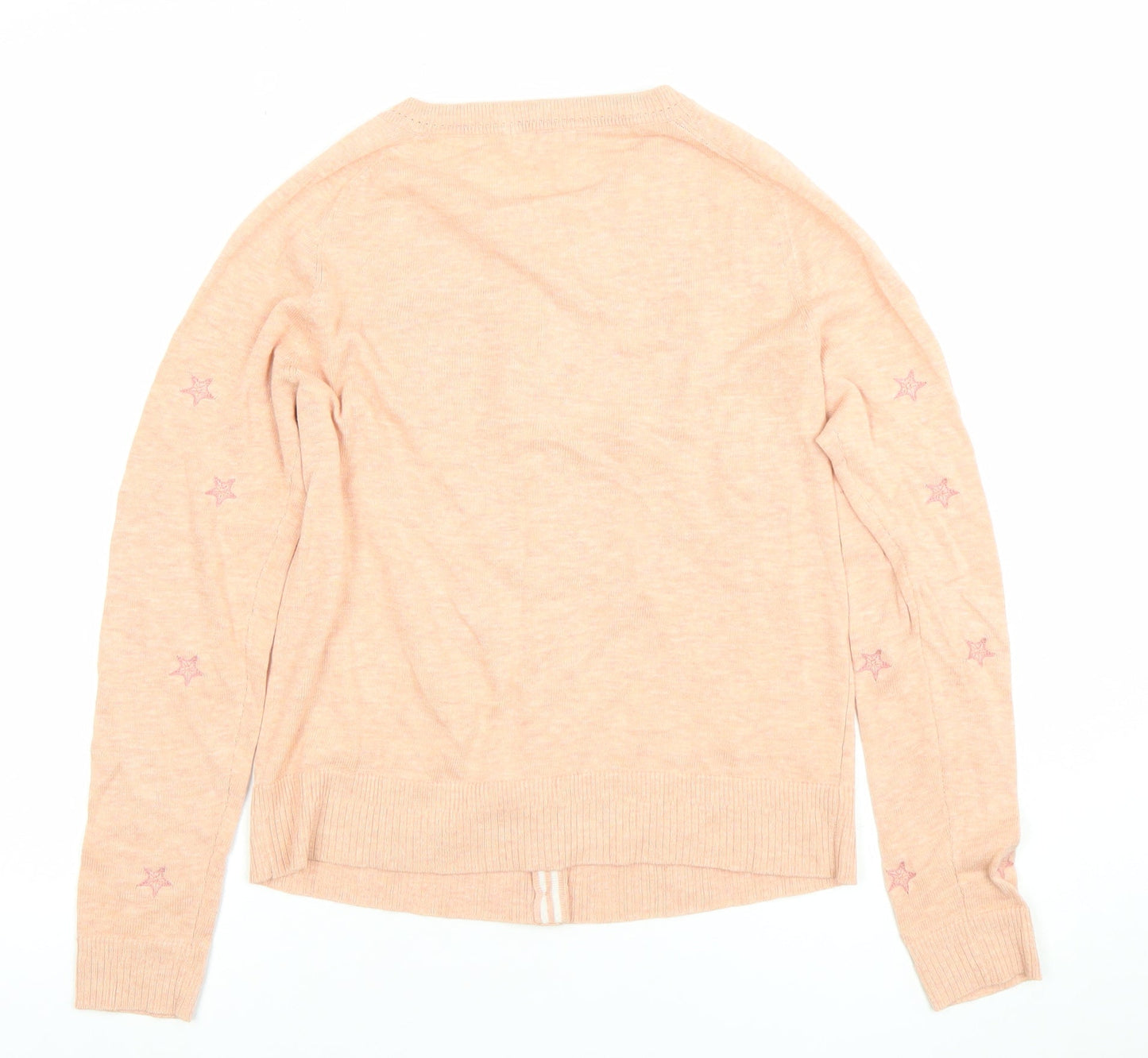 White Stuff Women's Pink Cardigan UK 6 Cotton Star Embroidered Knit