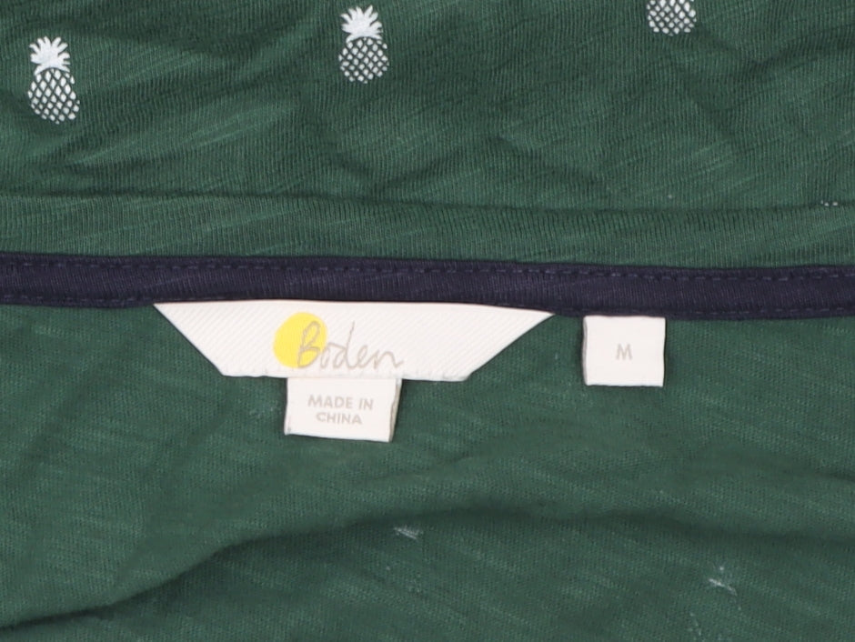 Womens UK Size M Boden Green 100% Cotton T-Shirt