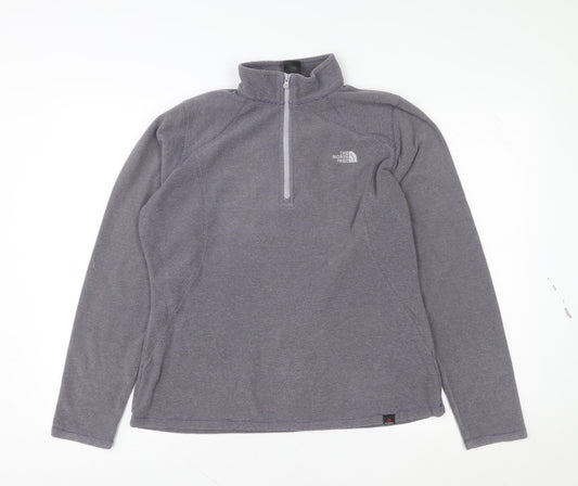 The North Face Women Grey 1/4 Zip Fleece Sweatshirt Size L