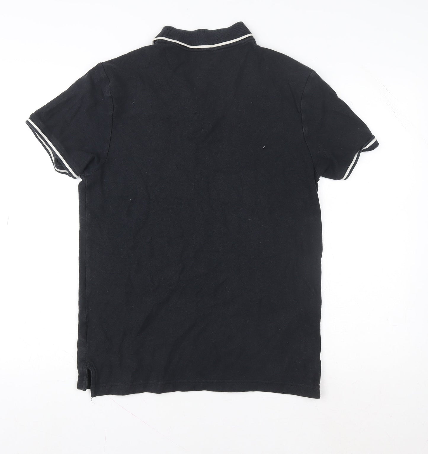 Nike Men's Black Football Polo Shirt M 100% Cotton Embroidered Crest