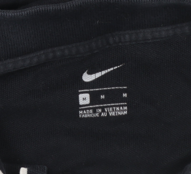 Nike Men's Black Football Polo Shirt M 100% Cotton Embroidered Crest