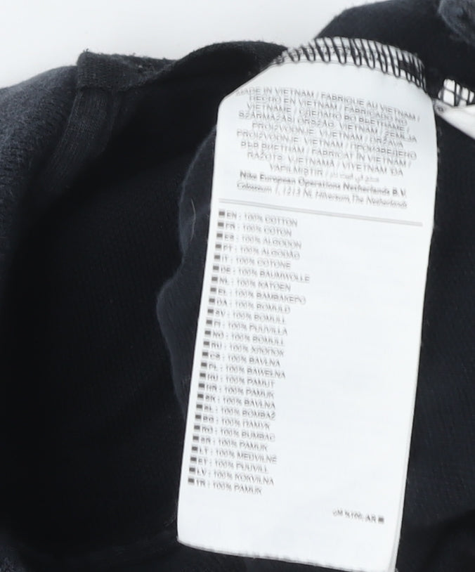 Nike Men's Black Football Polo Shirt M 100% Cotton Embroidered Crest