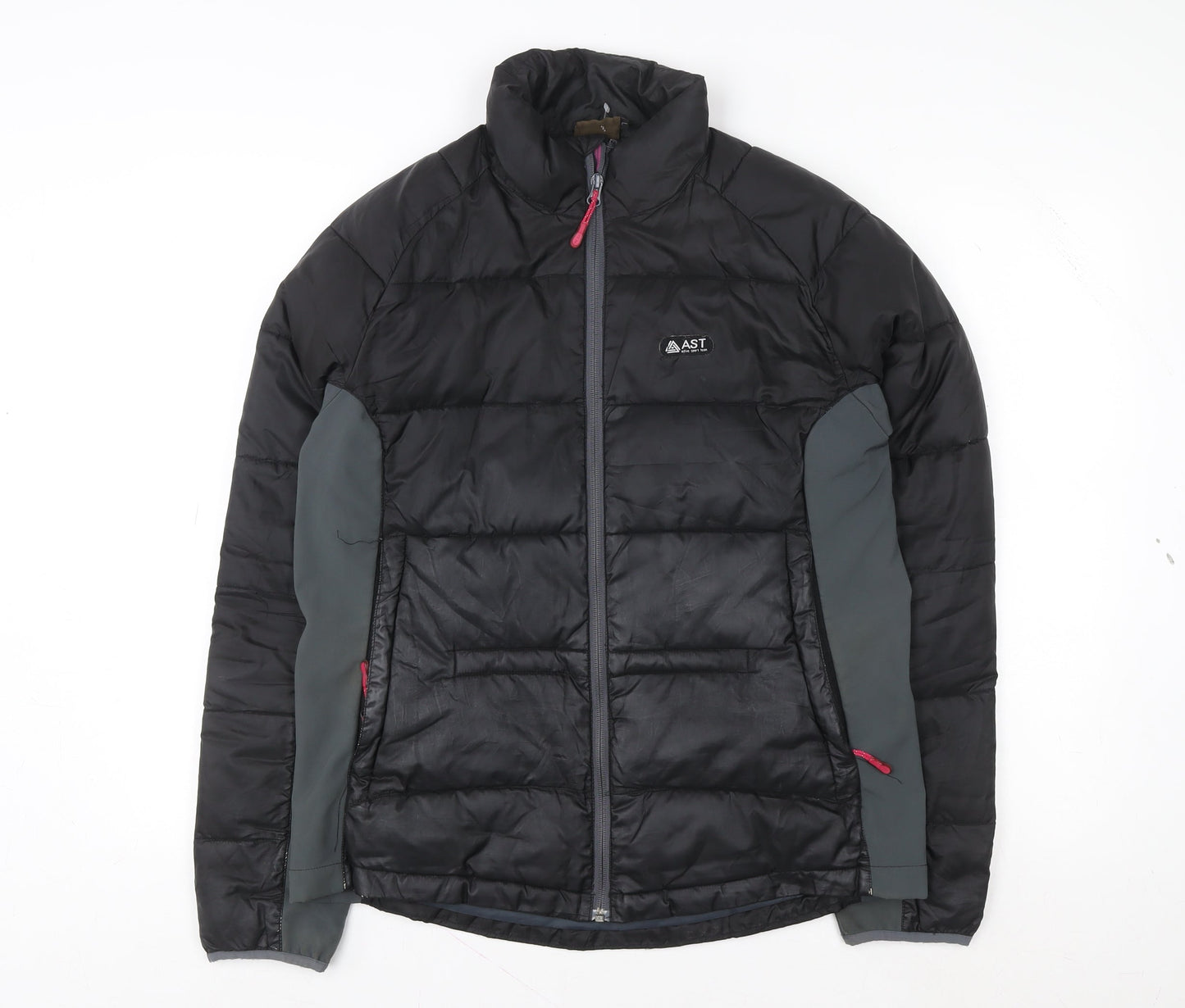 AST Women's Black Puffer Jacket Size L Insulated Full Zip Outdoor Coat