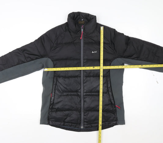 AST Women's Black Puffer Jacket Size L Insulated Full Zip Outdoor Coat