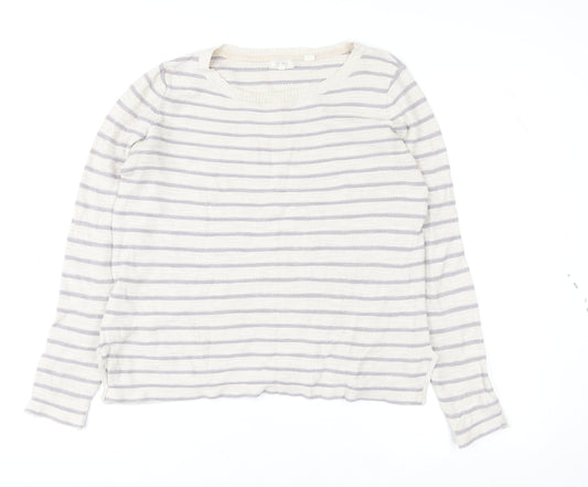 Womens UK 12 Regular Fat Face Beige Pullover Open-Knit