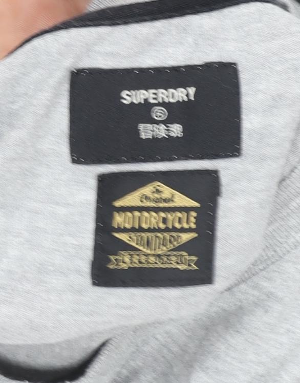 Superdry Womens Grey Size 10 Basic Cotton Short Sleeve T-Shirt