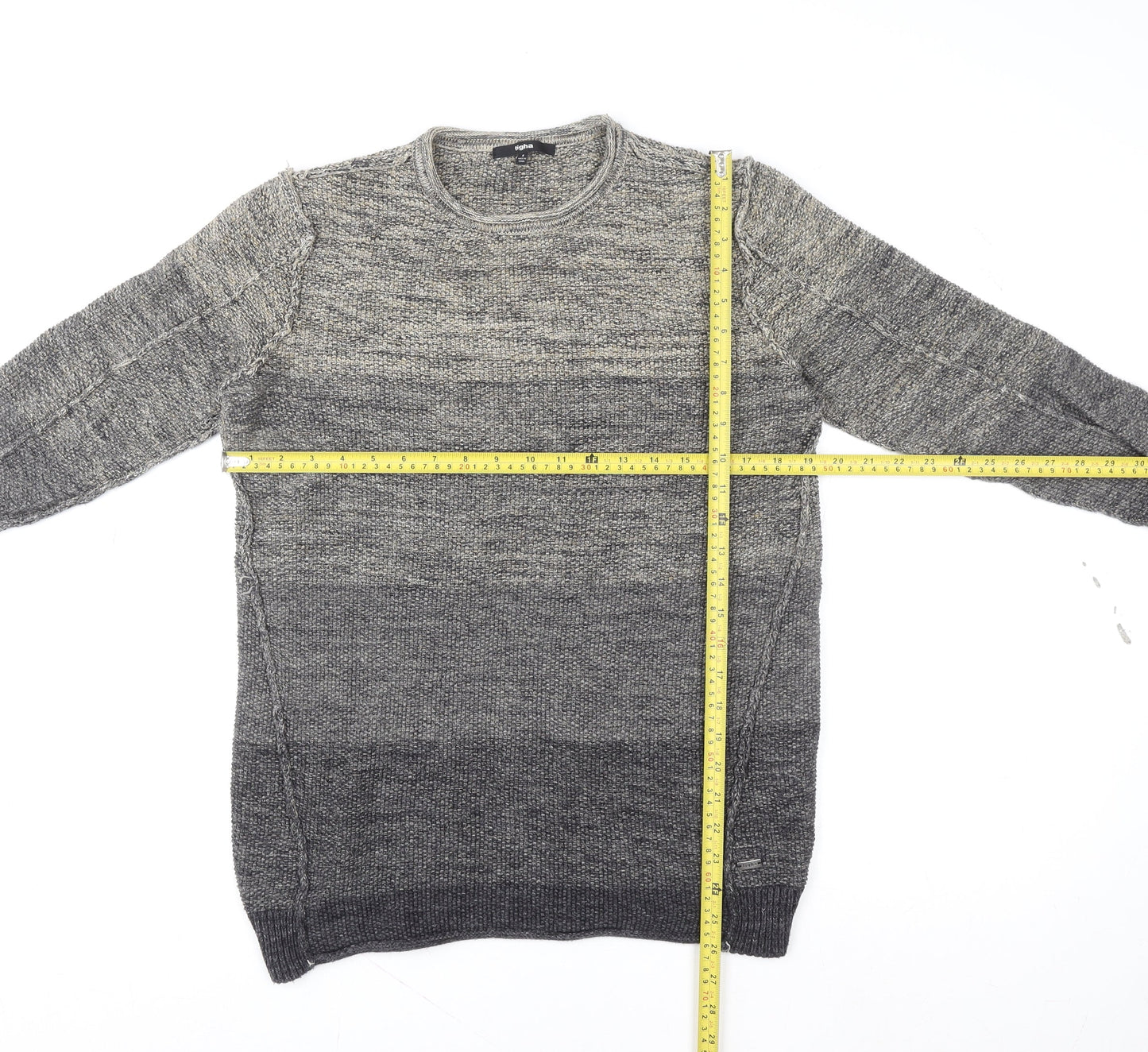 tigha Mens Grey Knit Pullover Sweatshirt Size S Regular Fit
