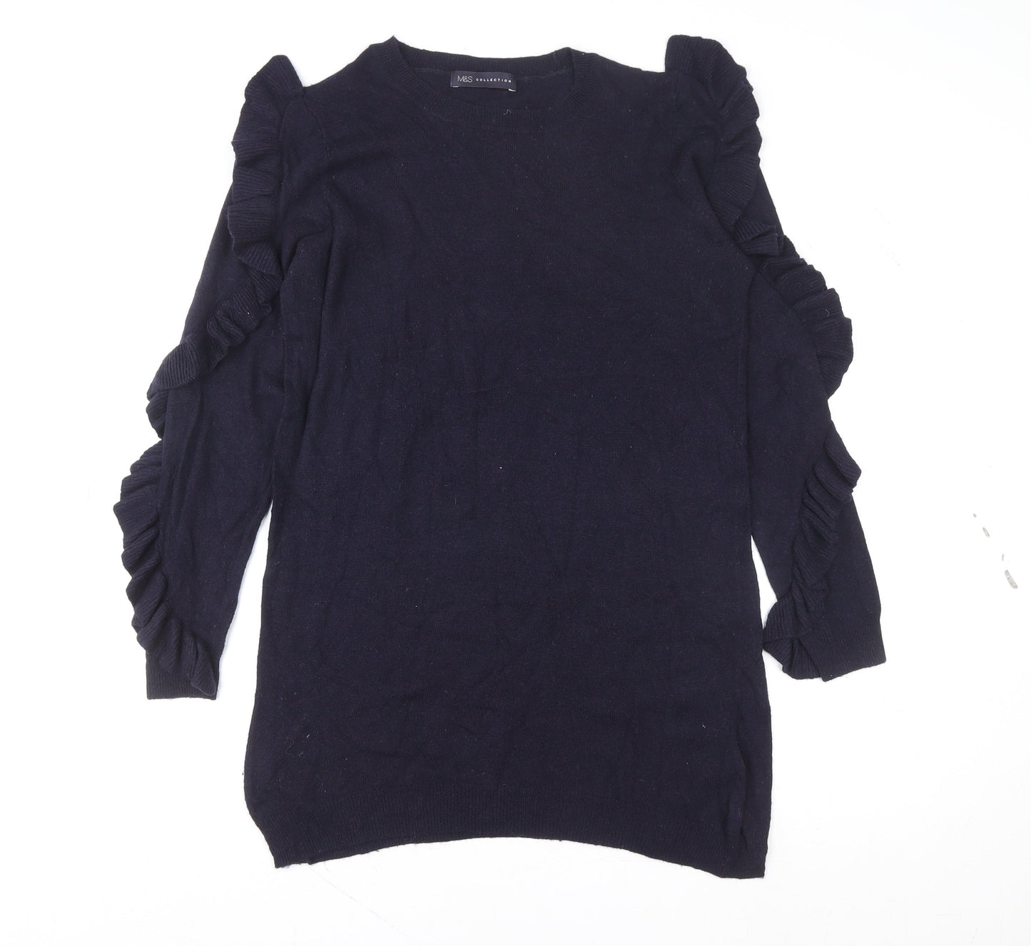 Marks and Spencer Womens Blue Ruffle Sleeve Knit Blouse UK 12