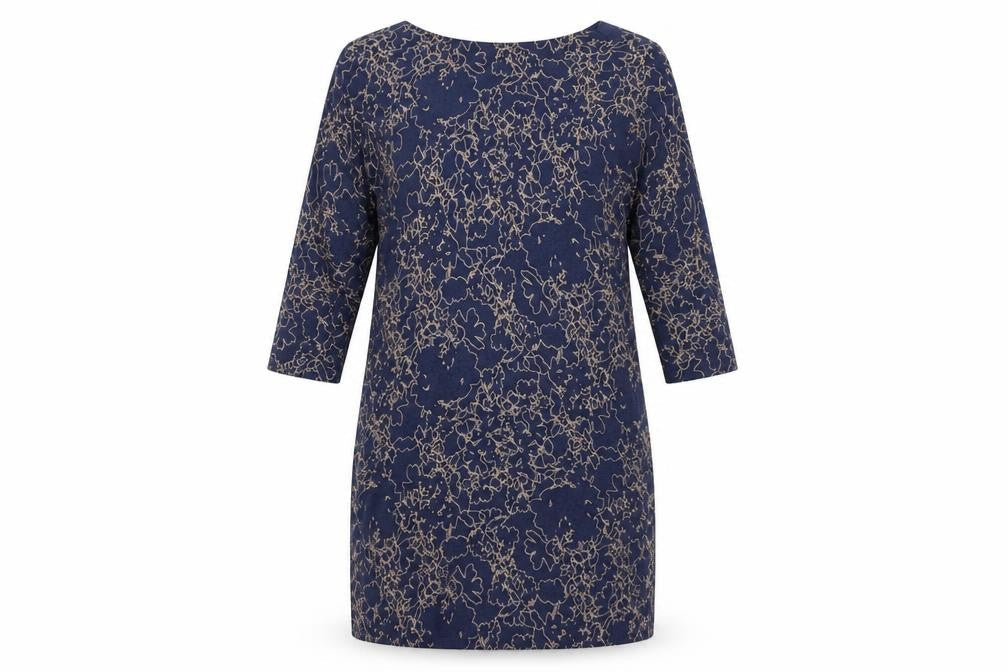 Next Women’s Blue Floral Shift Dress Size 14 Knit 3/4 Sleeve