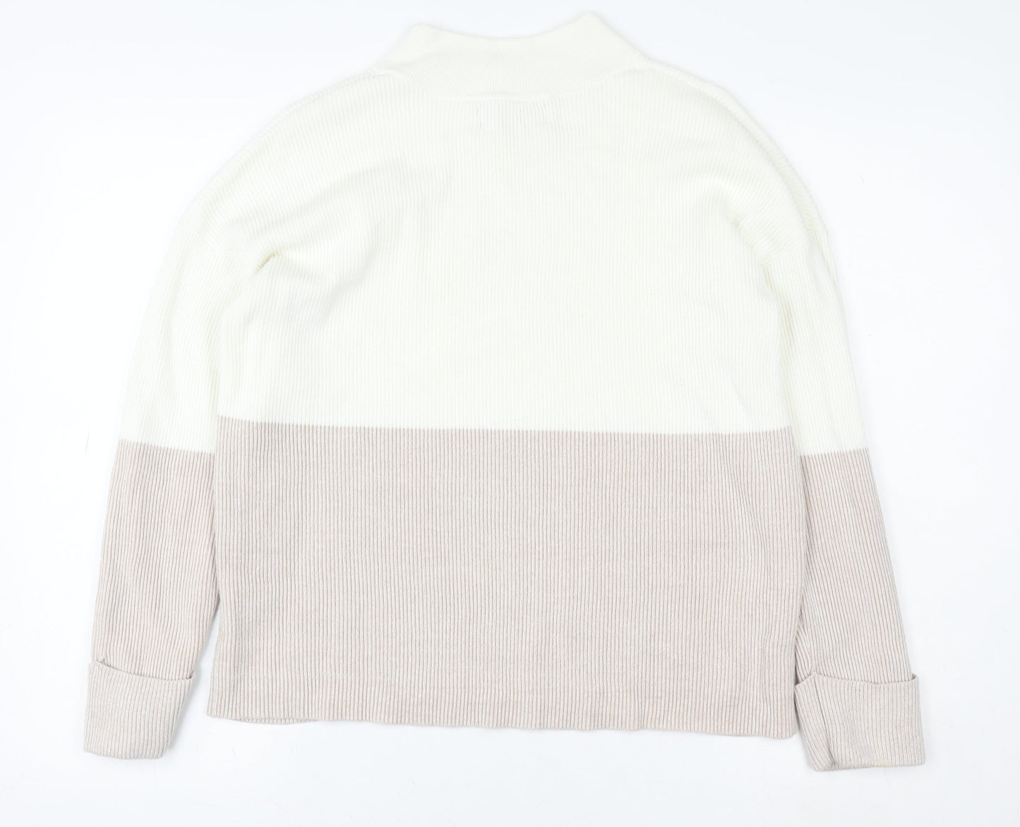 Paul Costelloe Living Women Beige & White Pullover Sweatshirt Small