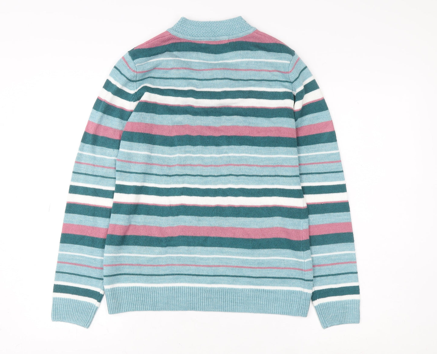 ISLE Women’s Multicoloured Striped Acrylic V-Neck Pullover Jumper Size S 10-12