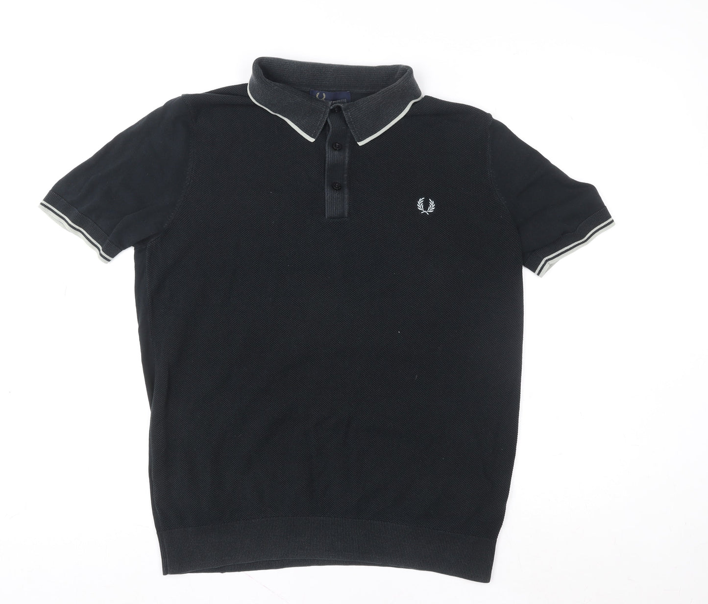 Fred Perry Men's Black Cotton Polo Shirt Size L Regular Fit