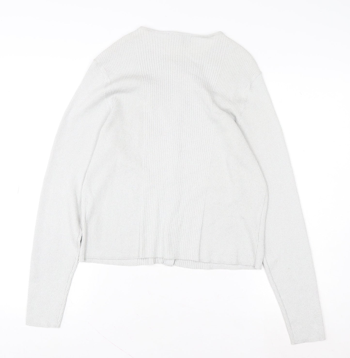 Marks and Spencer Womens Silver L Cardigan Knit Button Front Long Sleeve