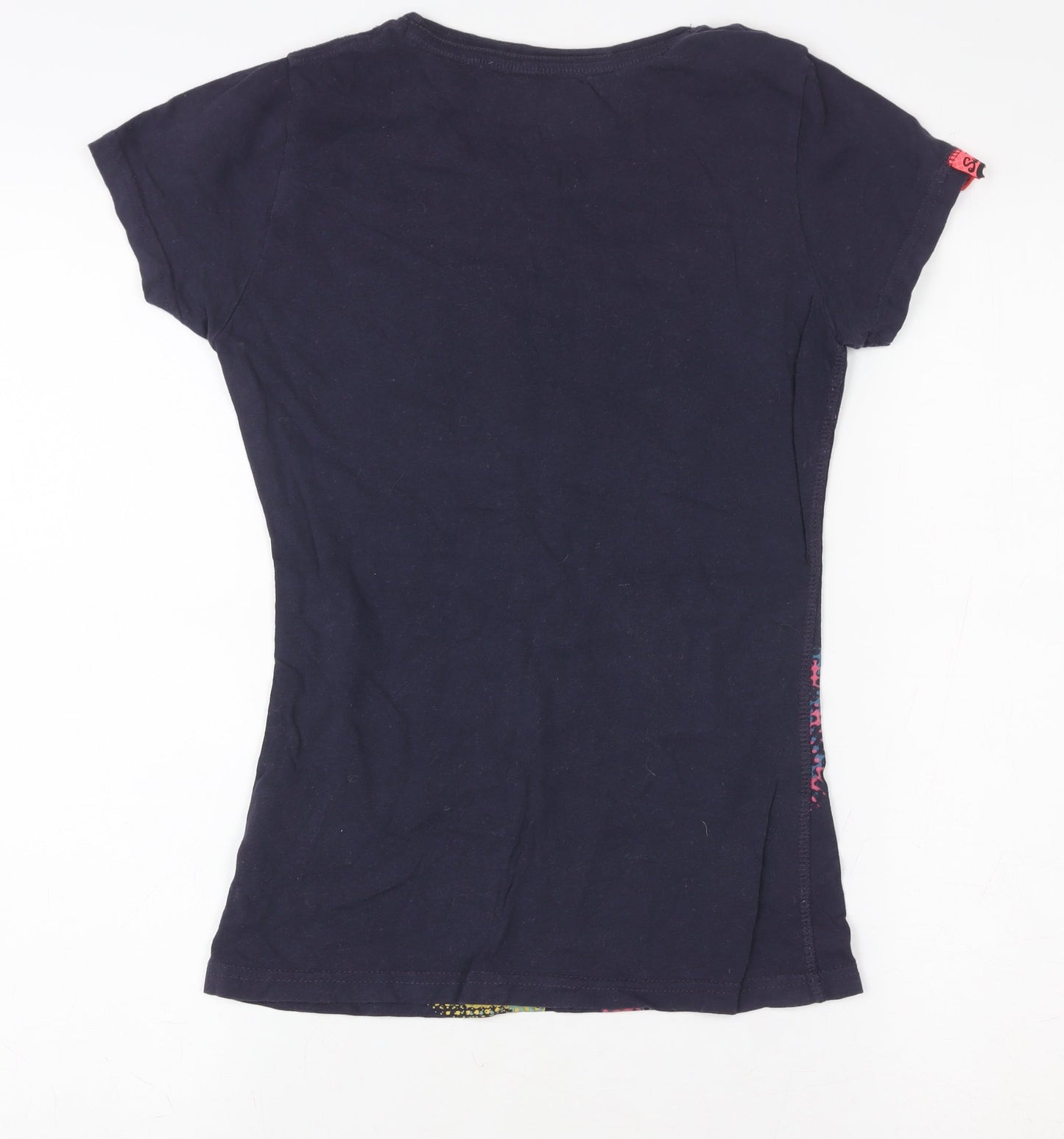 SuperDry Womens Blue 2XS Miami Graphic Short Sleeve Cotton T-Shirt