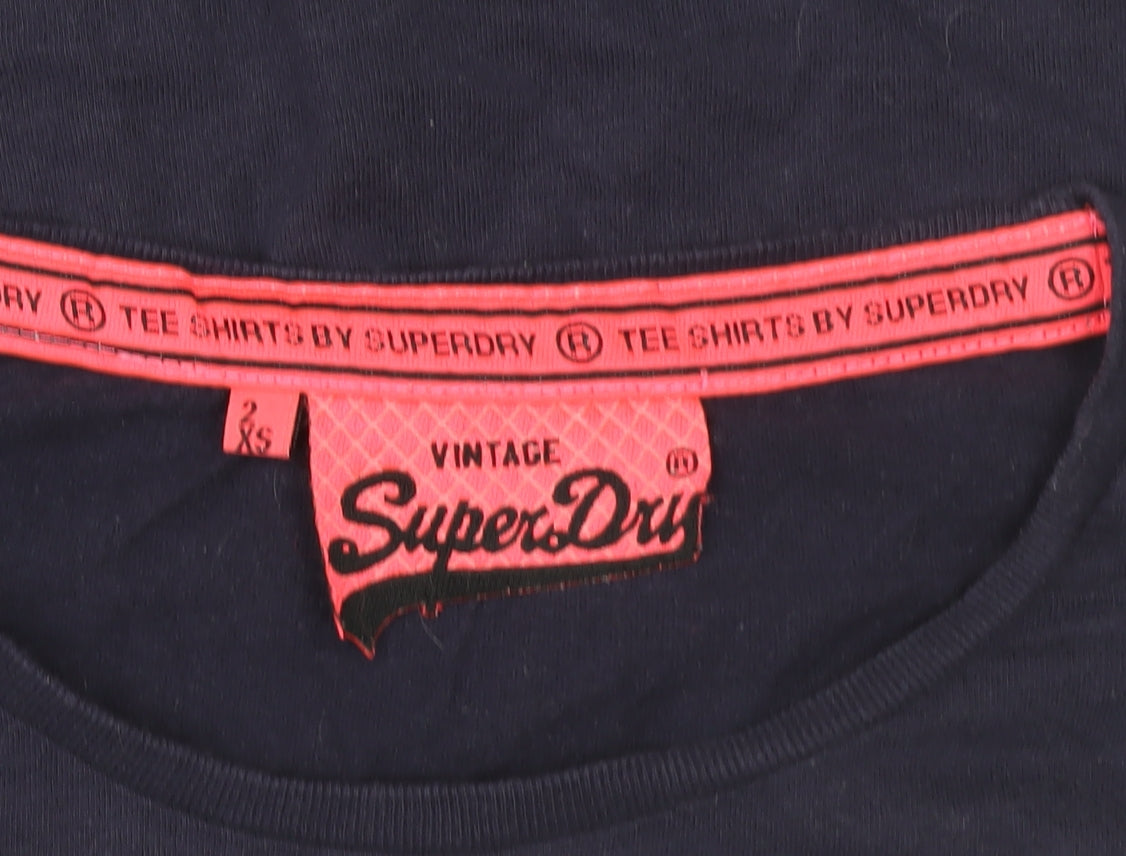 SuperDry Womens Blue 2XS Miami Graphic Short Sleeve Cotton T-Shirt