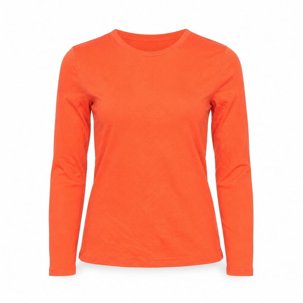 Marks and Spencer Women’s Orange Long Sleeve Basic Viscose T-Shirt UK 8